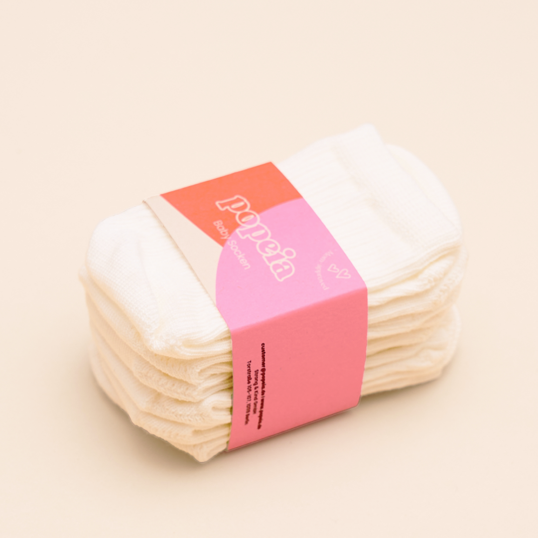 Baby Socken aus Bio-Baumwolle in Off-White, 3 Paar