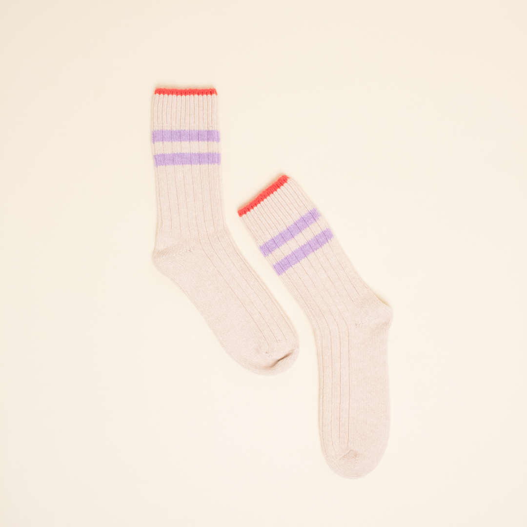 ‍Dicke Stricksocken aus Wolle in Ecru (100% off)