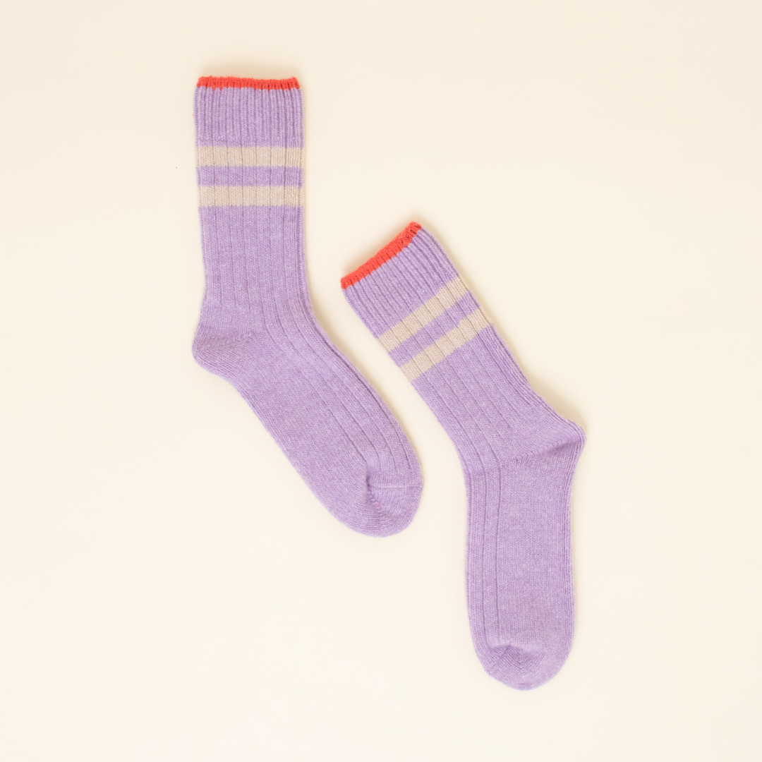 Knitted Wool Socks in Lilac