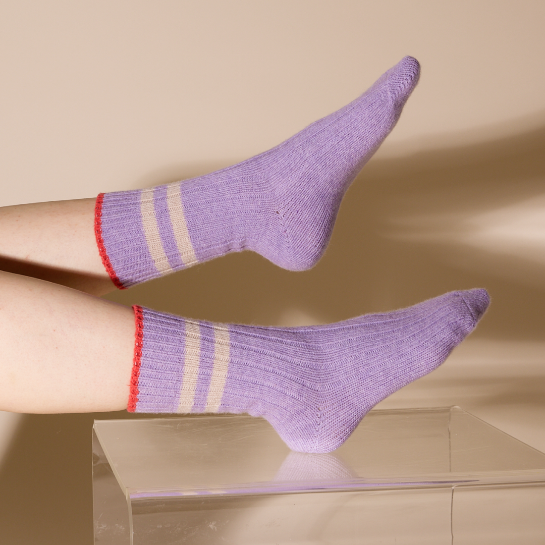 Knitted Wool Socks in Lilac