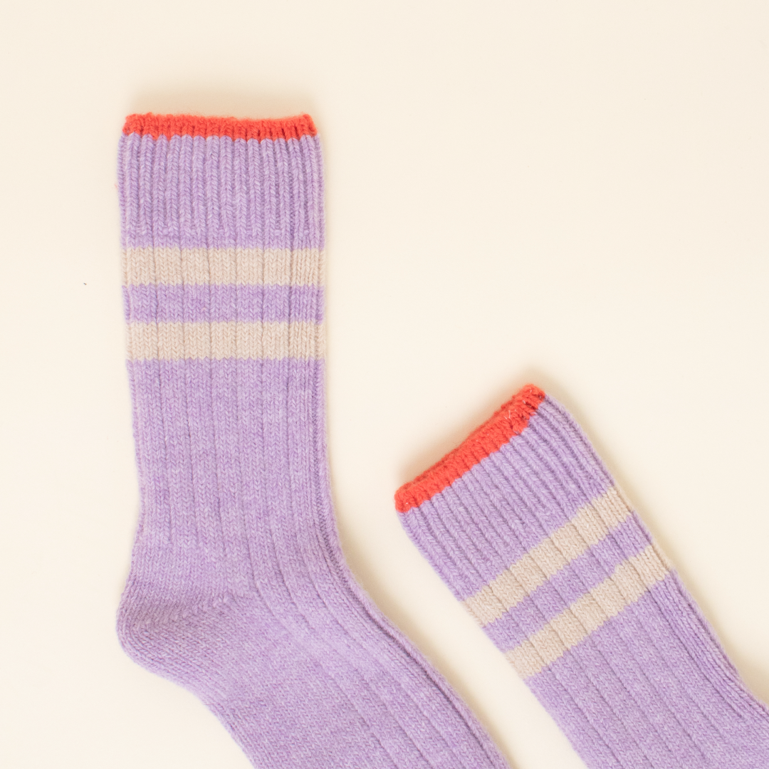 Knitted Wool Socks in Lilac