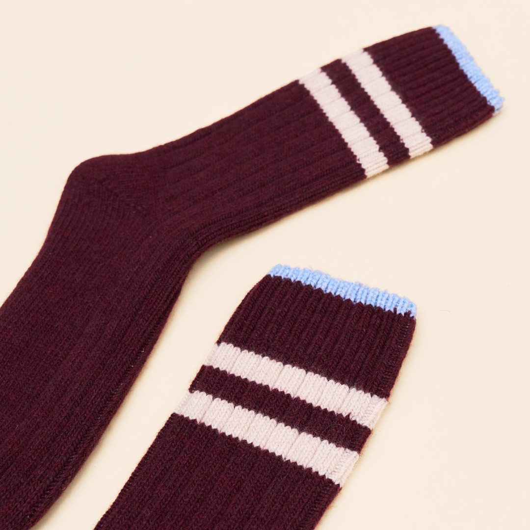 Knitted Wool Socks in Aubergine