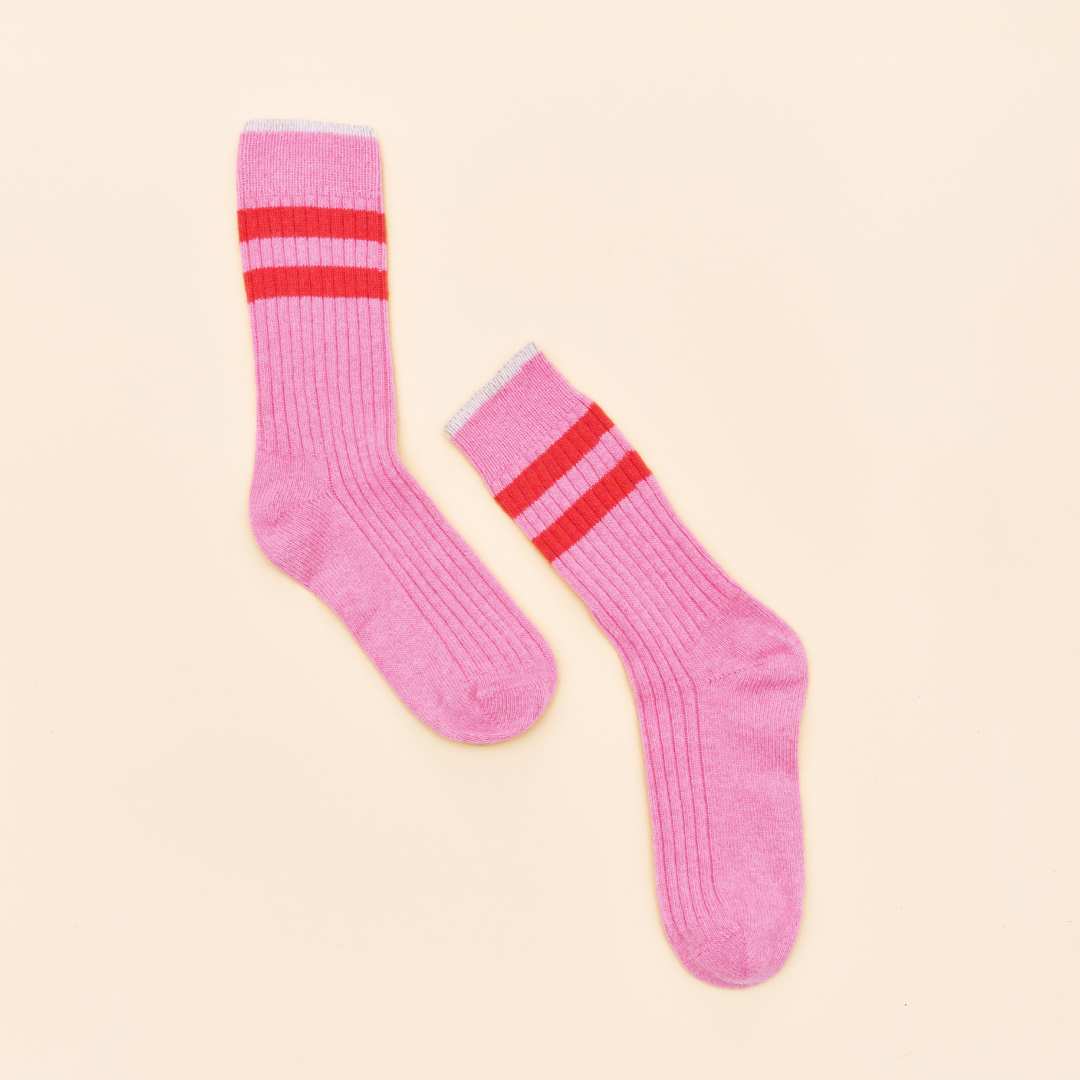Thin Knitted Wool Socks in Pink