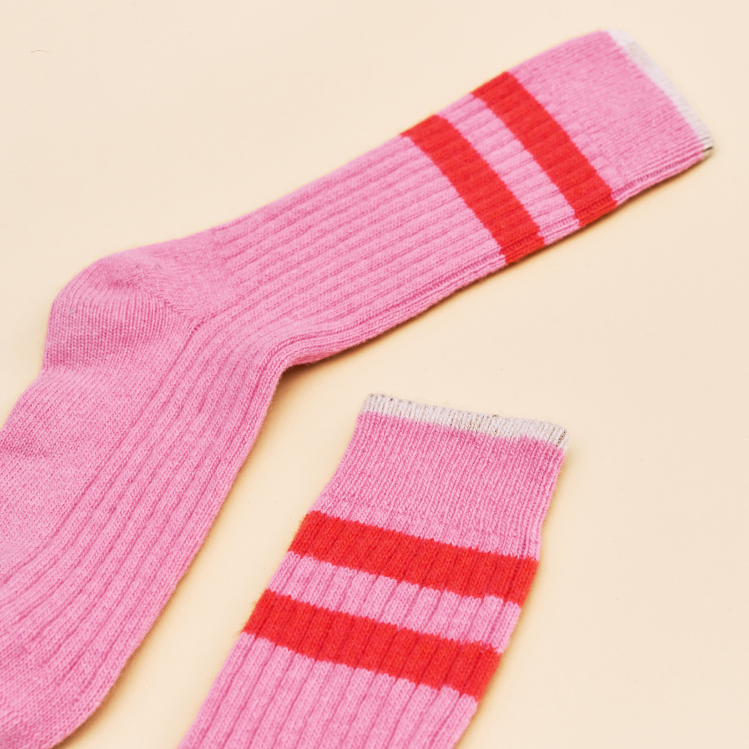 Thin Knitted Wool Socks in Pink