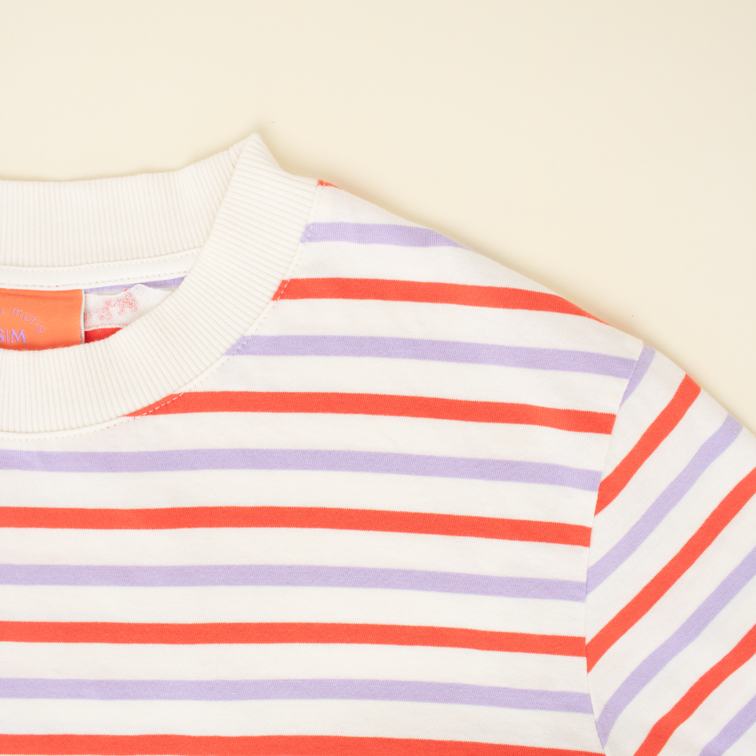 Striped T-Shirt Set in Red/Lilac/White