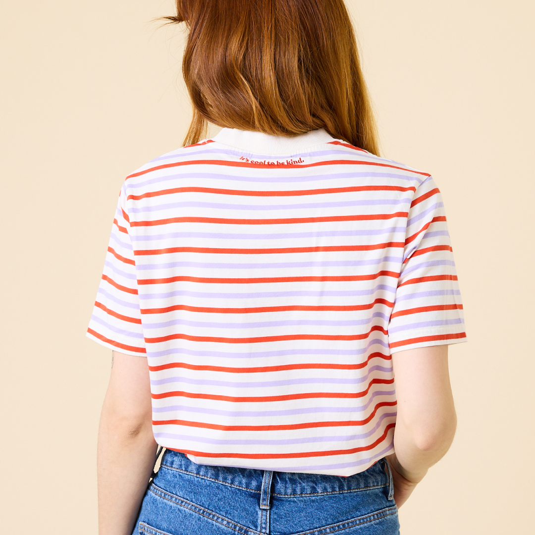 Striped T-Shirt Set in Red/Lilac/White