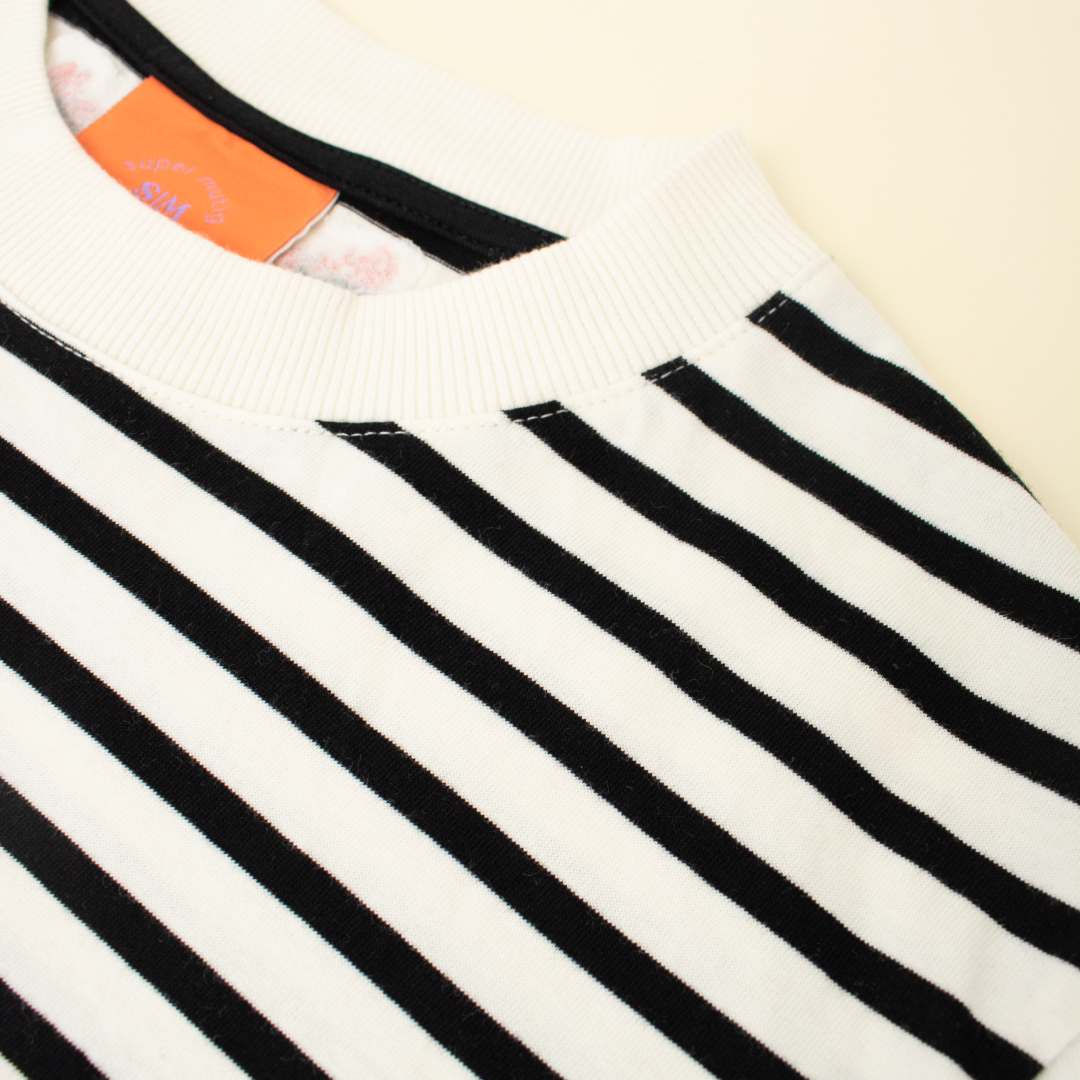 Organic Cotton T-Shirt (Striped) in Black/White