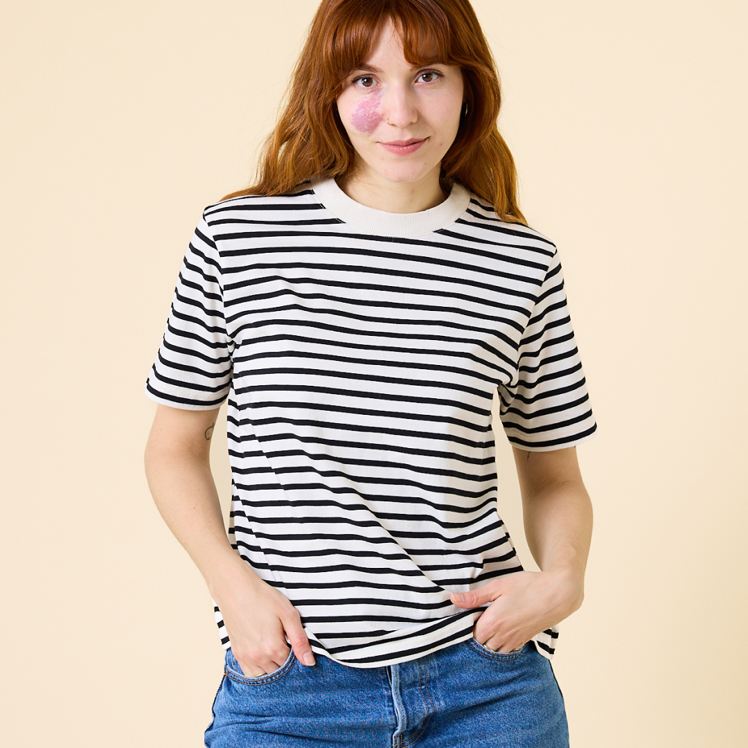 T-Shirt Gestreift aus Bio-Baumwolle in Schwarz/Weiß