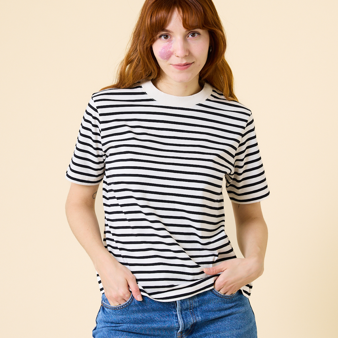 Organic Cotton T-Shirt (Striped) in Black/White