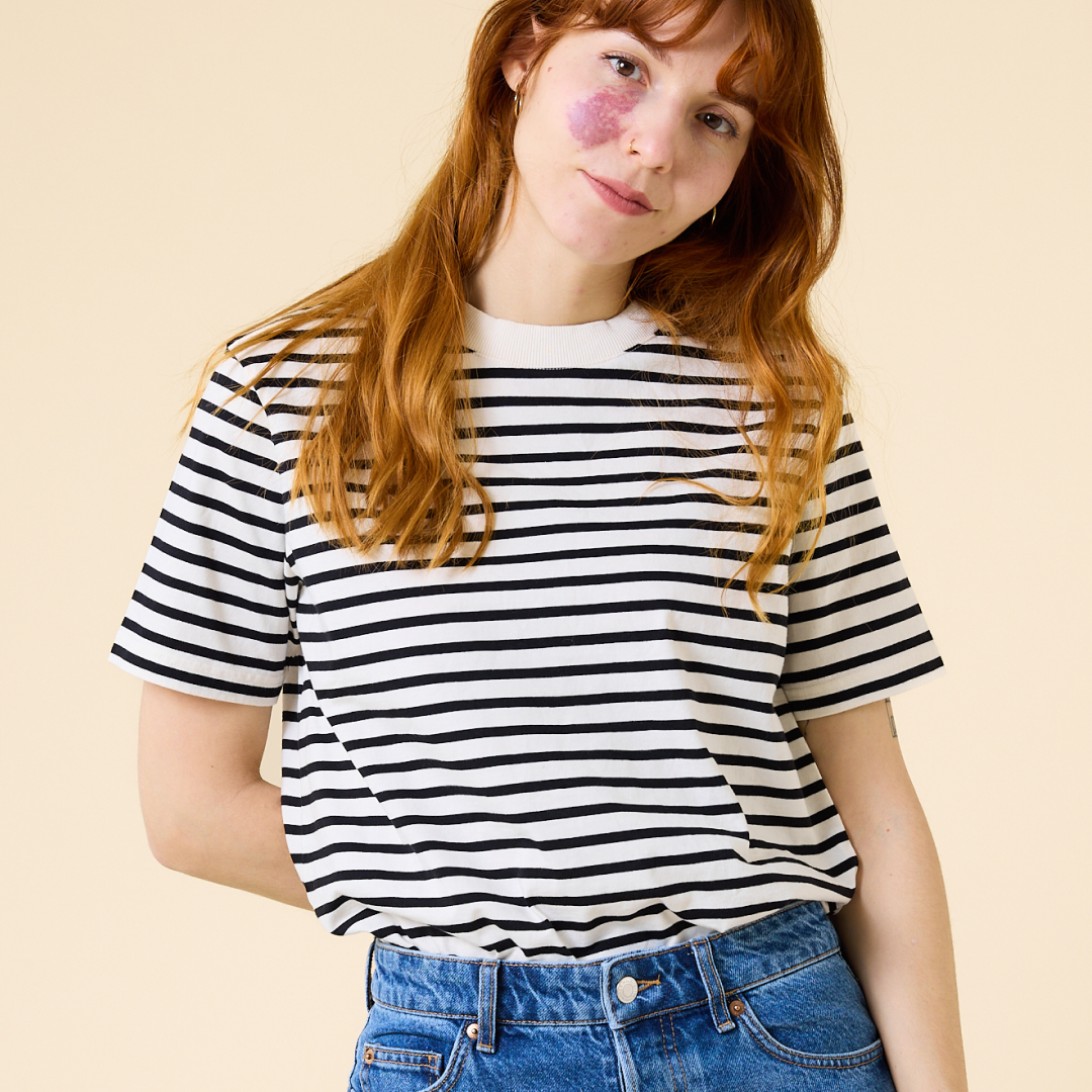 Striped T-Shirt Set in Black/White