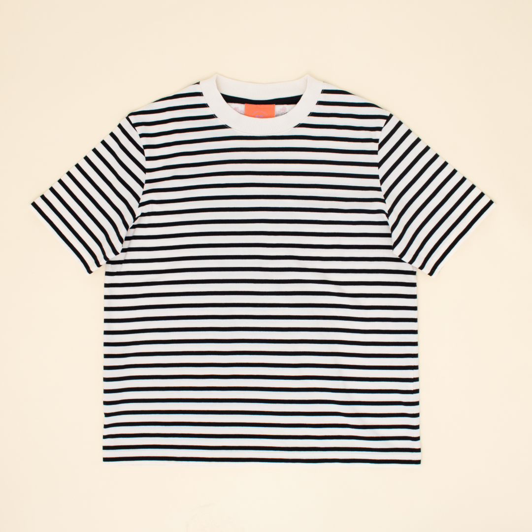 Organic Cotton T-Shirt (Striped) in Black/White