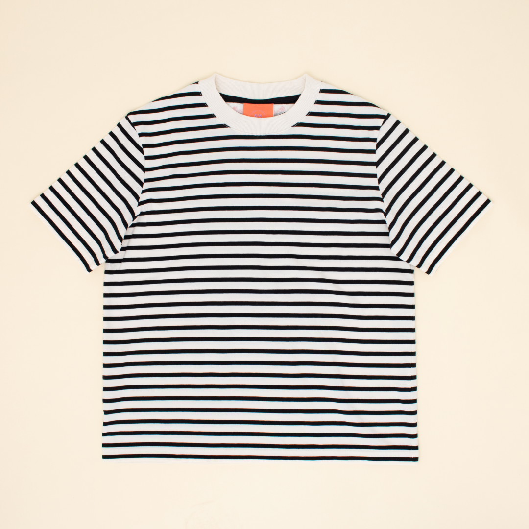 ‍T-Shirt Gestreift aus Bio-Baumwolle in Schwarz/Off-White (100% off)