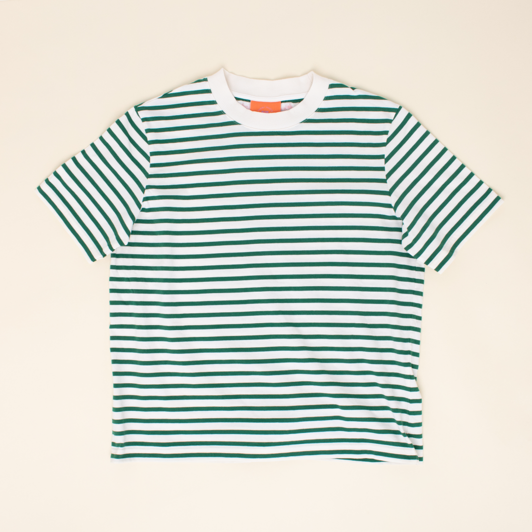 T-Shirt Gestreift aus Bio-Baumwolle in Grün/Weiß