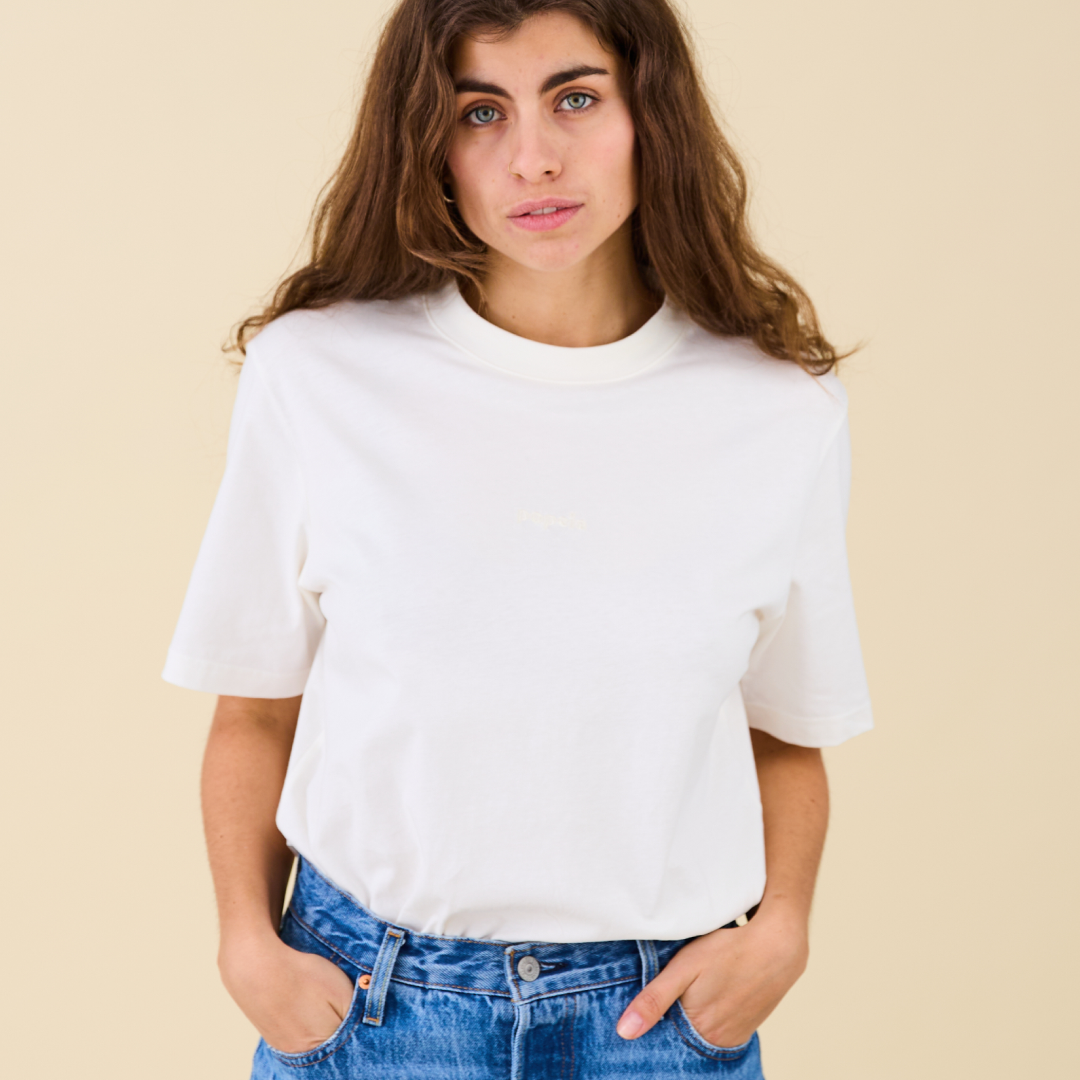 ‍T-Shirt aus Bio-Baumwolle in Off-White (100% off)