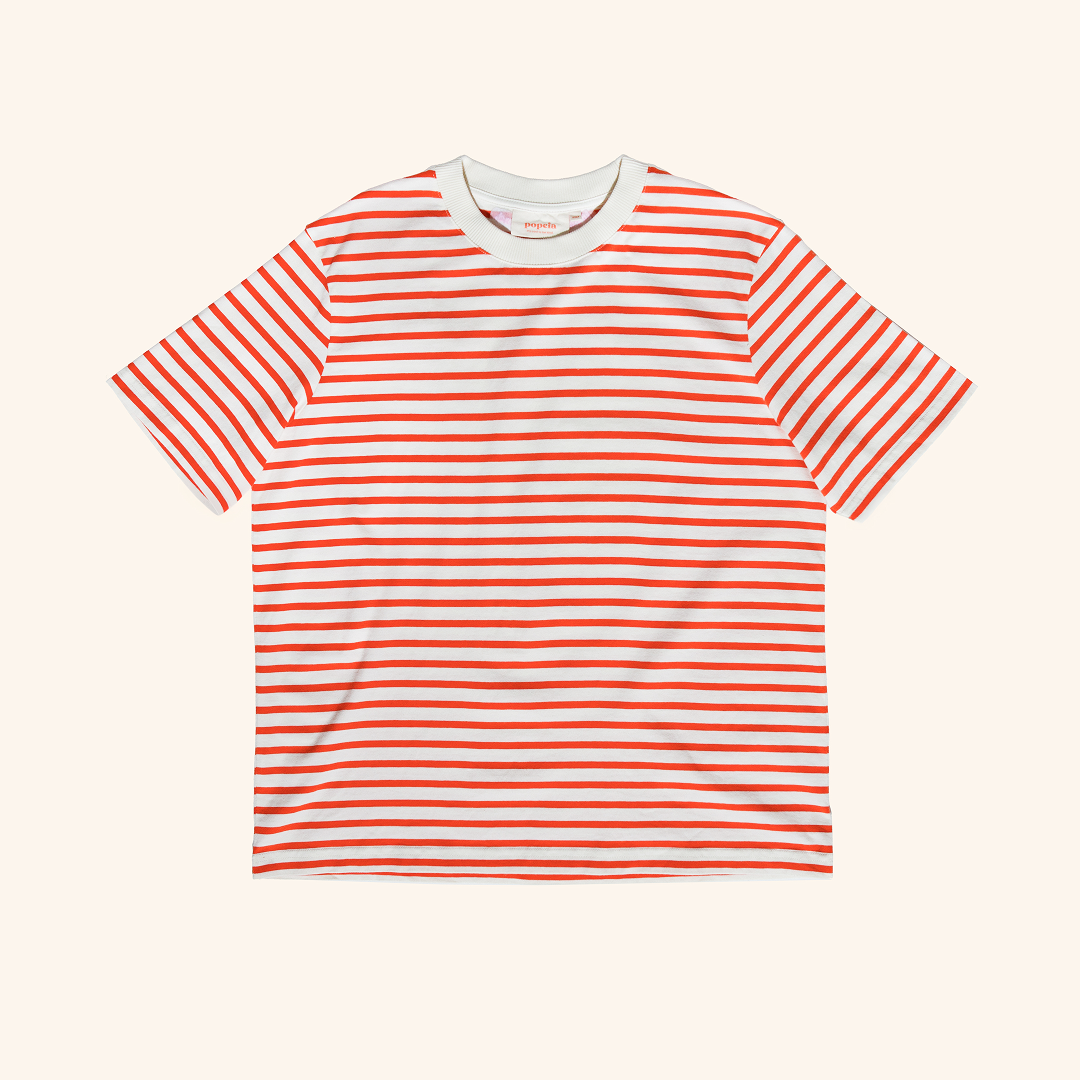 Organic Cotton T-Shirt (Striped) in Popeia Red/Off-White