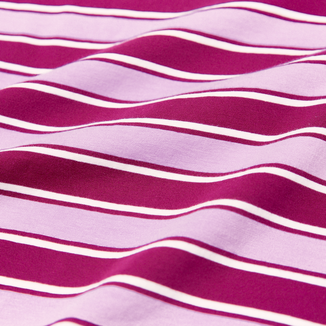 Langarmshirt Gestreift aus Bio-Baumwolle in Aubergine/Pink