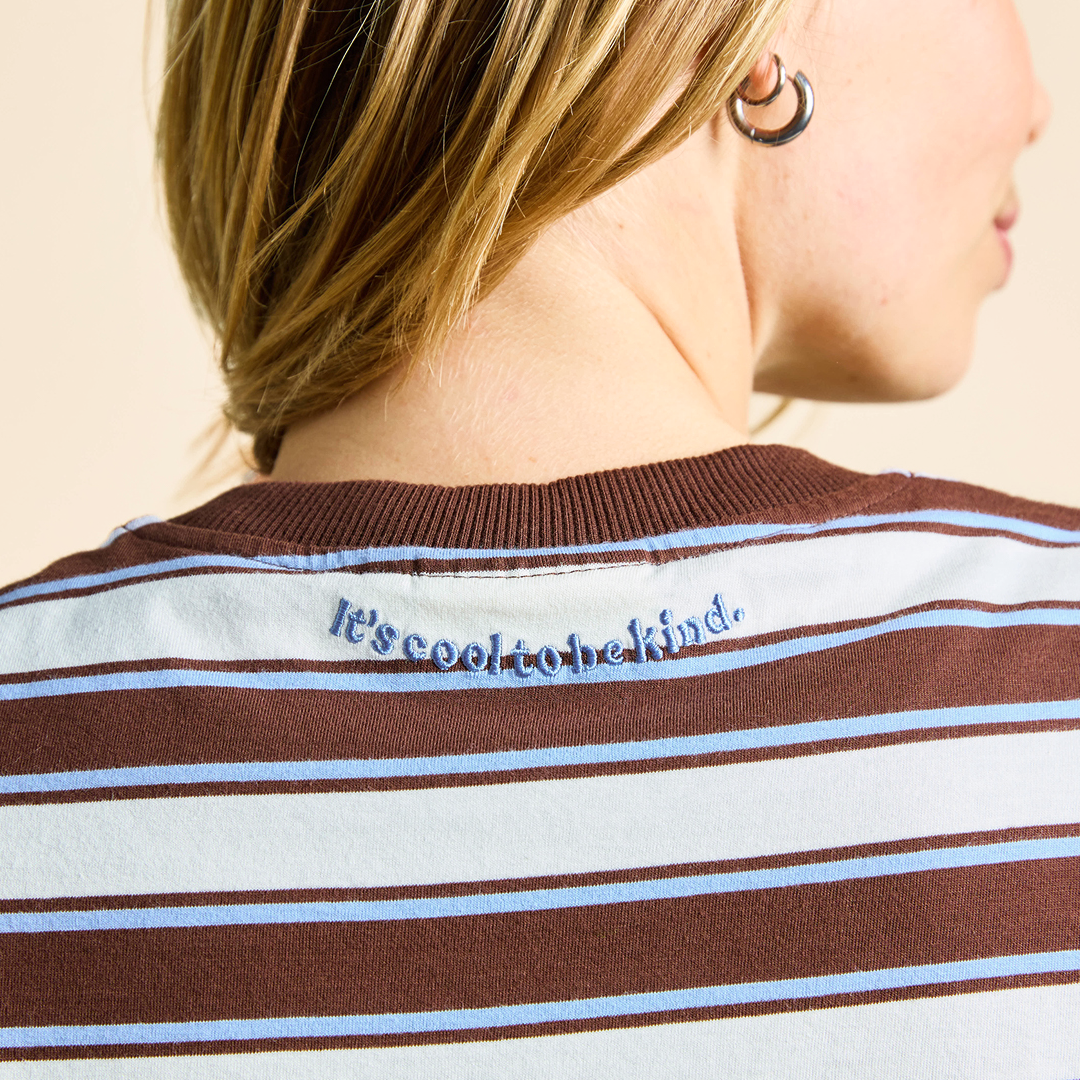 Organic Cotton T-Shirt (Striped) in Brown/Light Blue