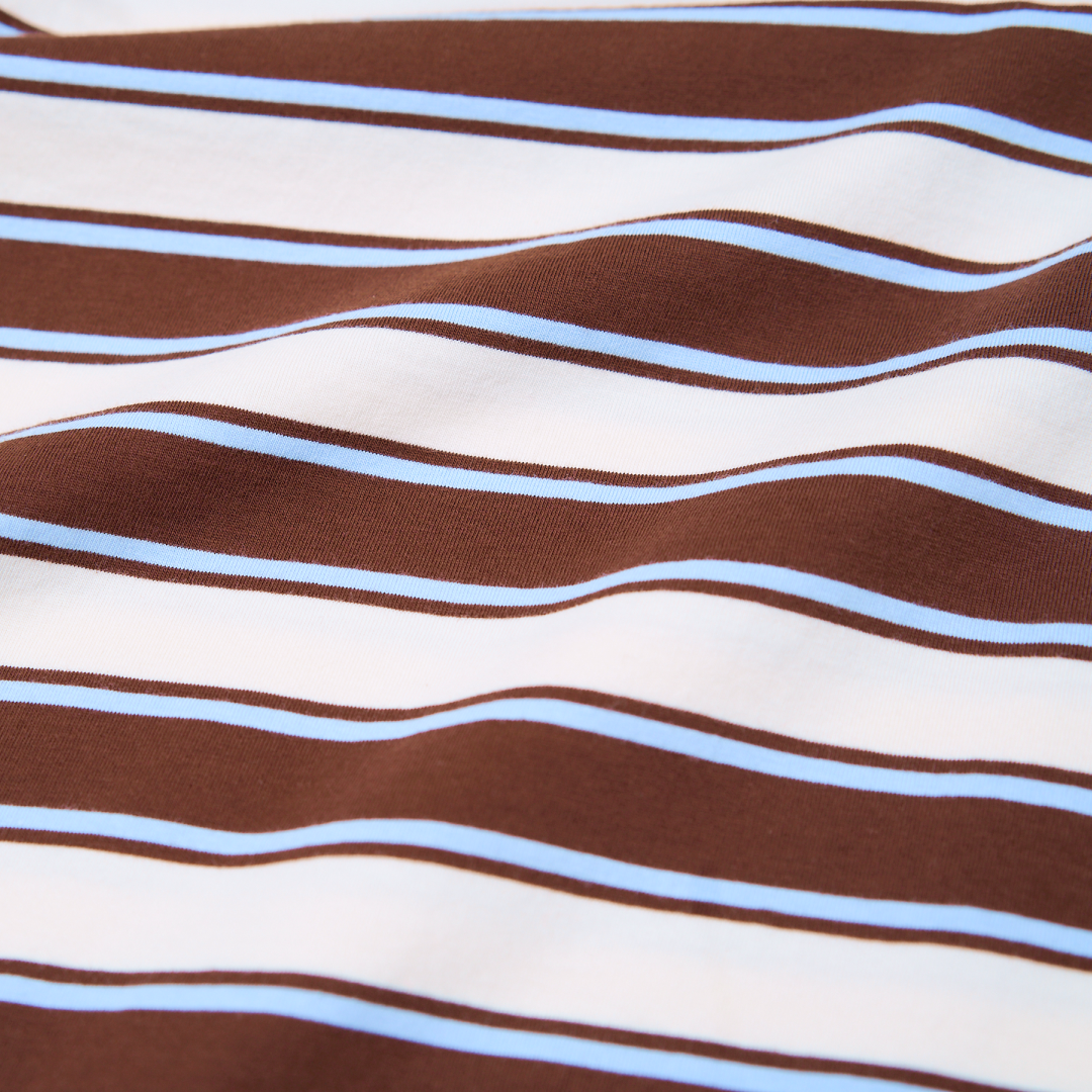 Organic Cotton T-Shirt (Striped) in Brown/Light Blue