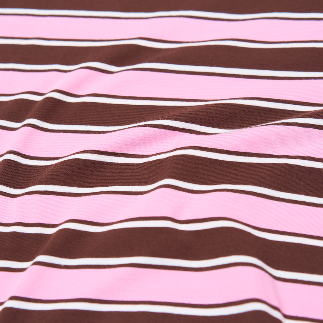 Organic Cotton T-Shirt (Striped) in Brown/Pink
