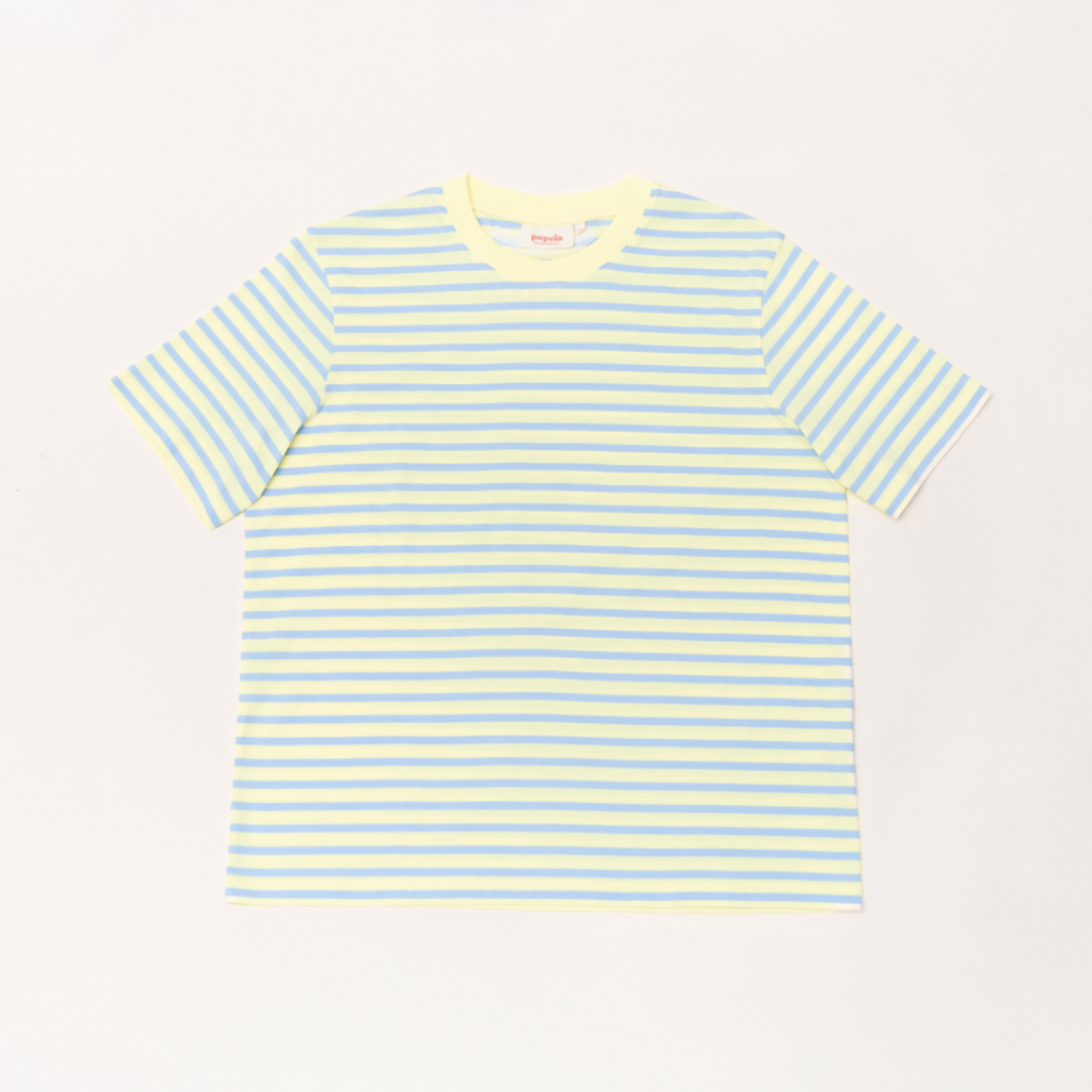 T-Shirt Gestreift aus Bio-Baumwolle in Gelb/Hellblau