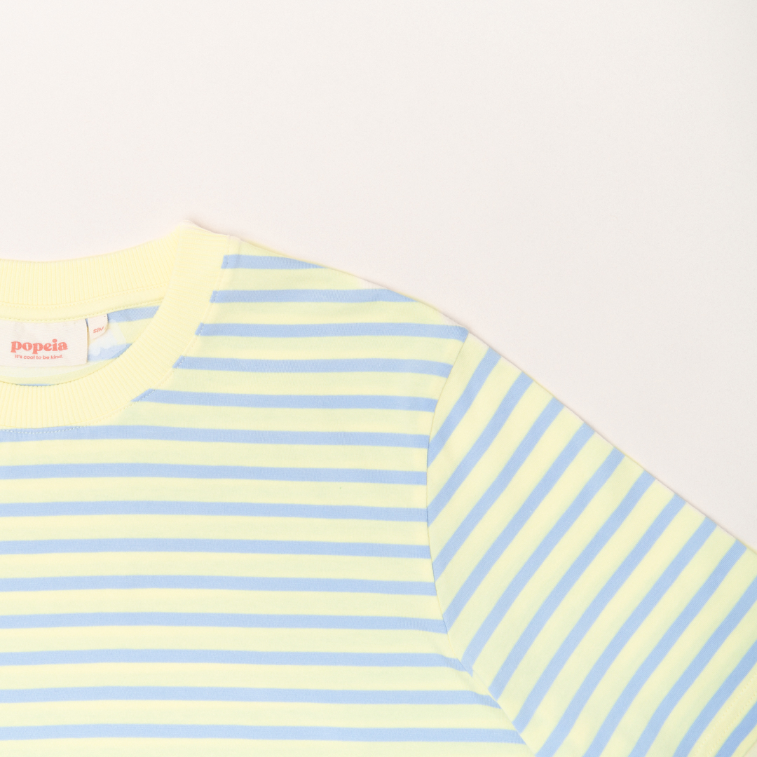 T-Shirt Gestreift aus Bio-Baumwolle in Gelb/Hellblau