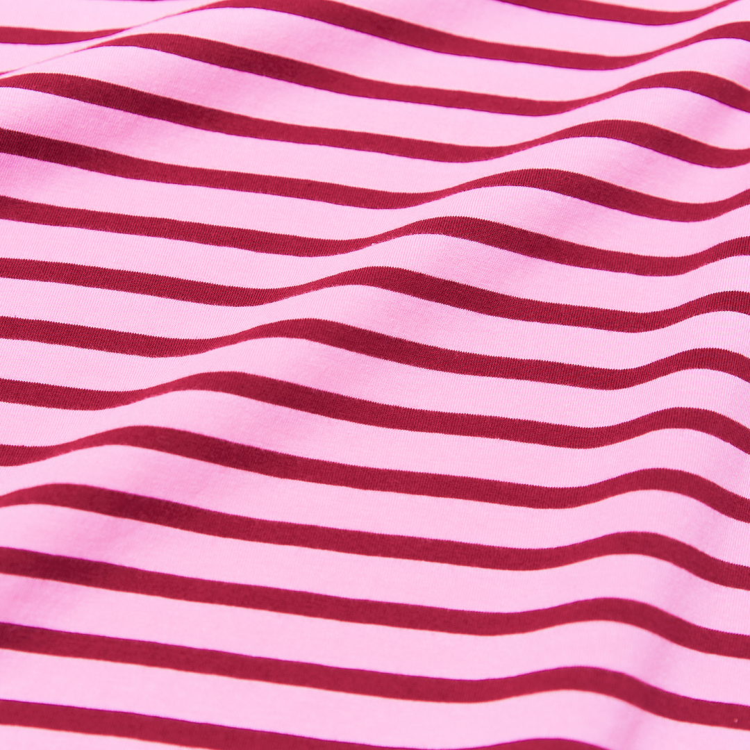 Organic Cotton T-Shirt (Striped) in Pink/Bordeaux