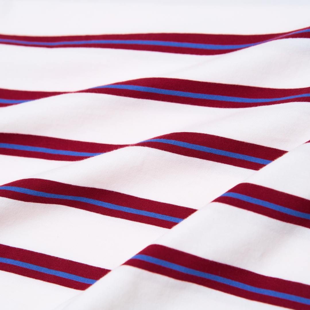 T-Shirt Gestreift aus Bio-Baumwolle in Königsblau/Rot