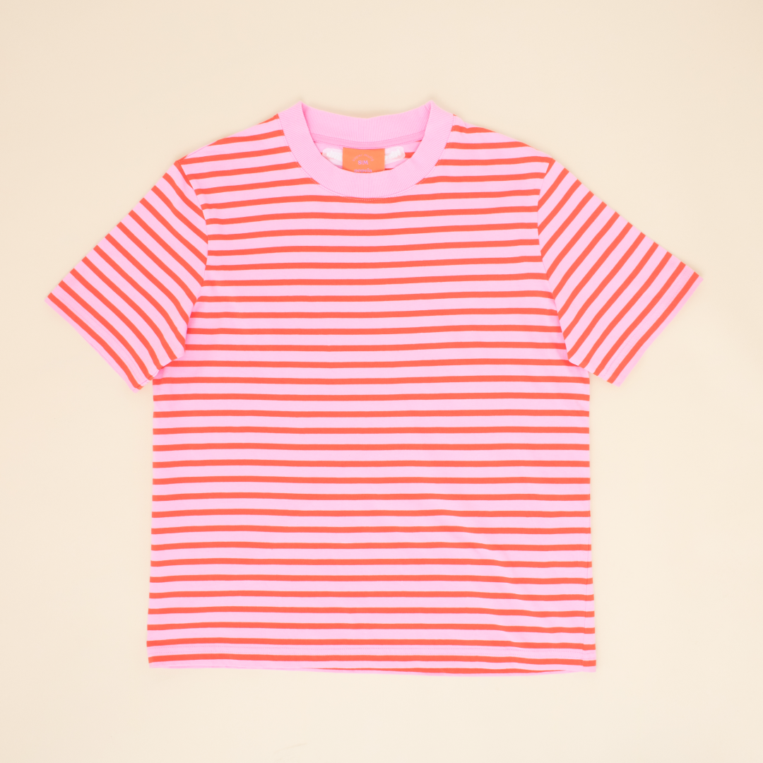 T-Shirt Set Gestreift in Pink/Rot