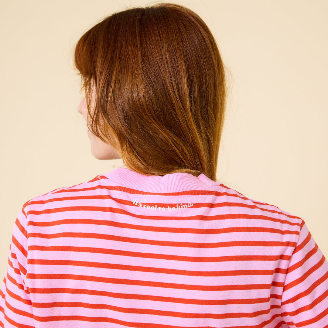 T-Shirt Gestreift aus Bio-Baumwolle in Pink/Rot