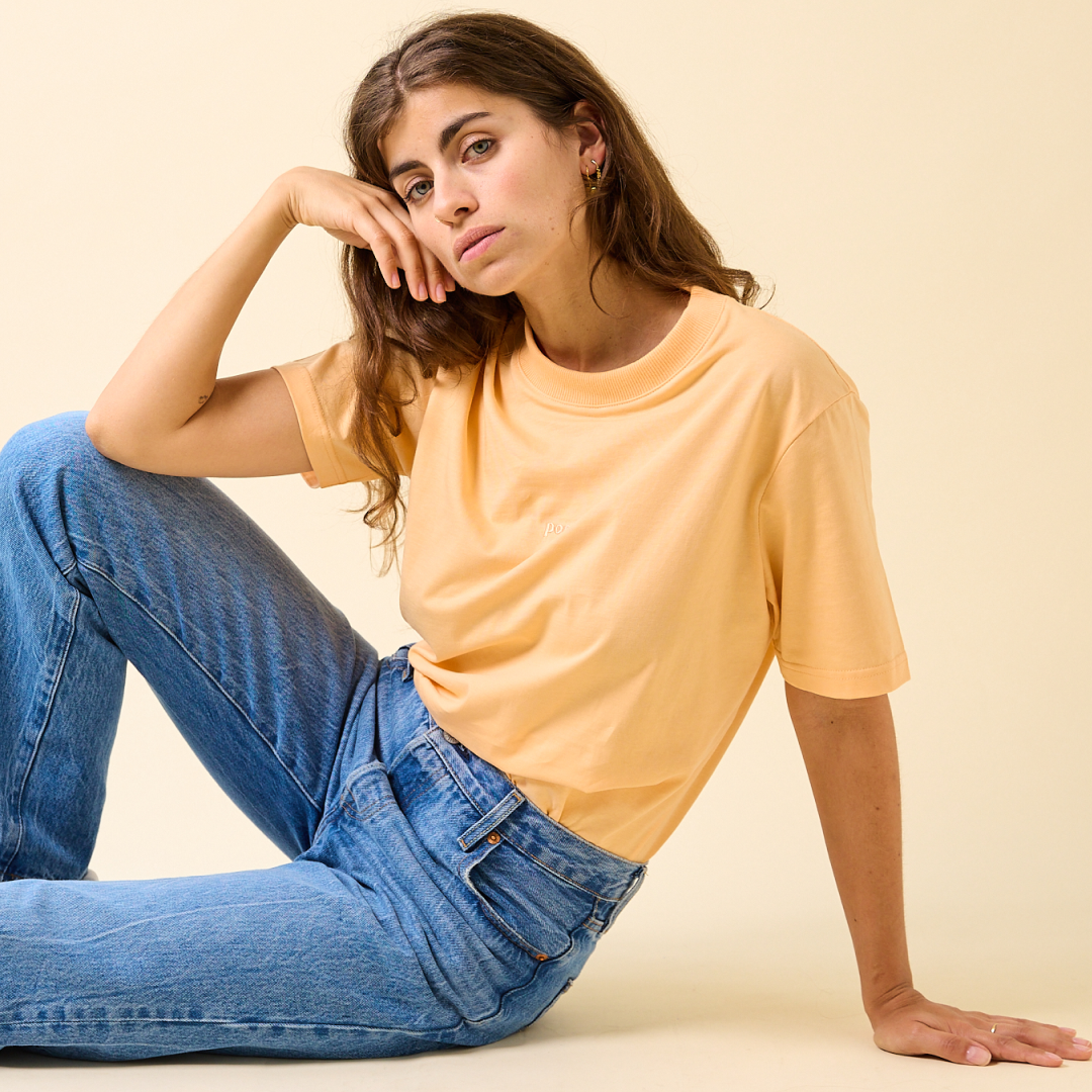 ‍T-Shirt aus Bio-Baumwolle in Apricot (100% off)