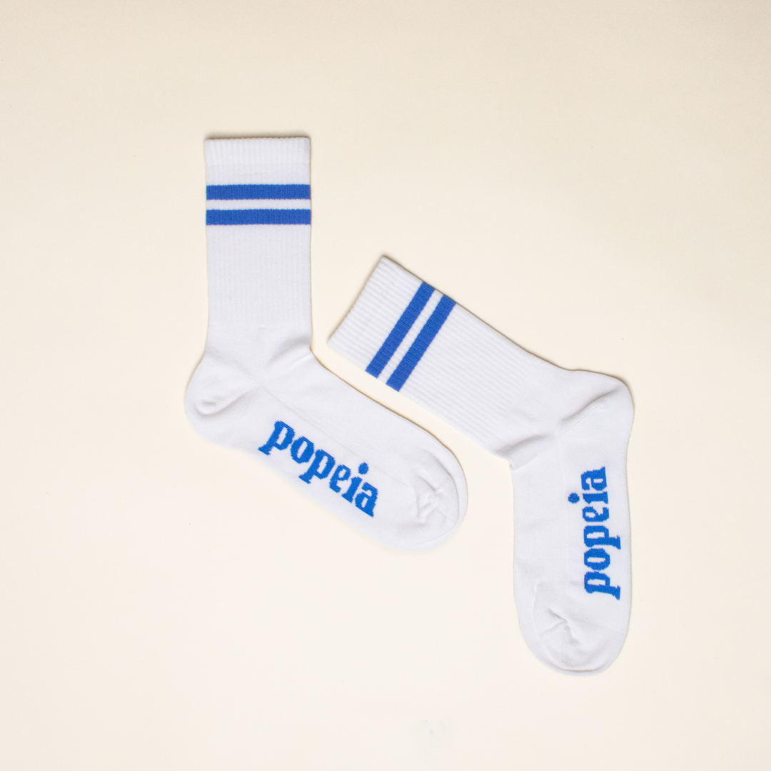 The Tennis - Organic Cotton Socks with Blue Stripes