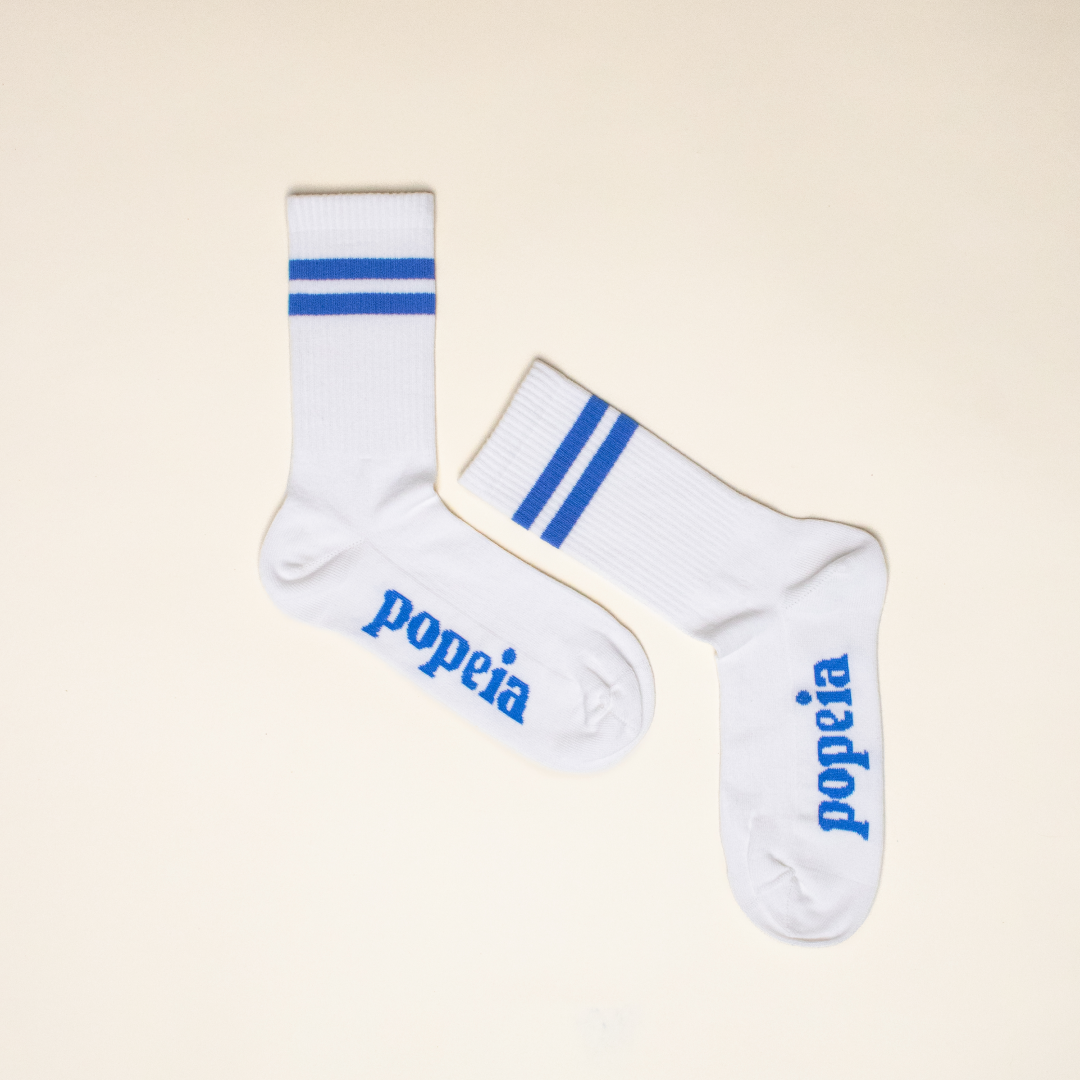 ‍The Tennis - Socken aus Bio-Baumwolle mit Blauen Streifen (100% off)