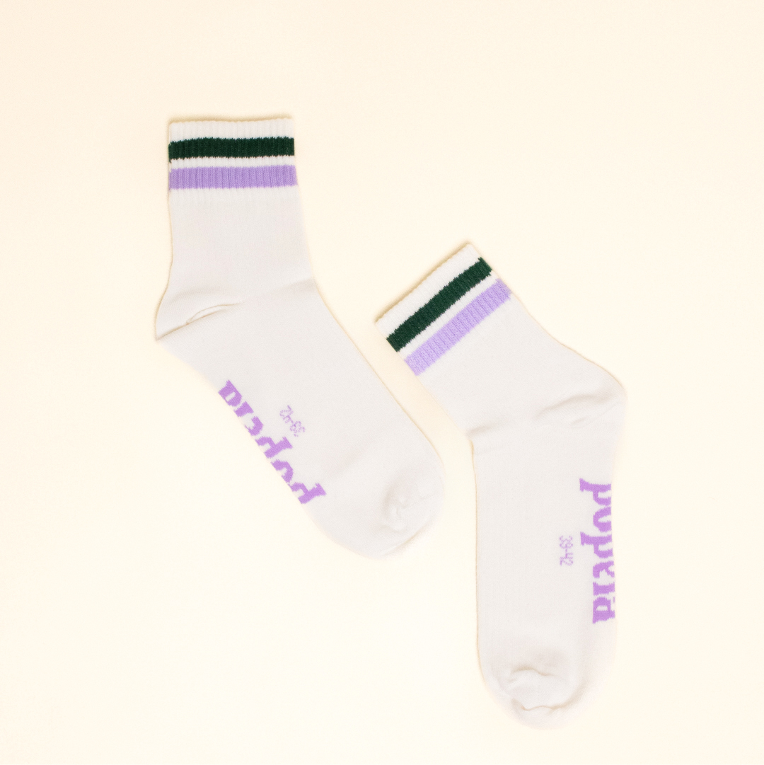 The Tennis - Ankle Socken aus Bio-Baumwolle in Grün/Lila