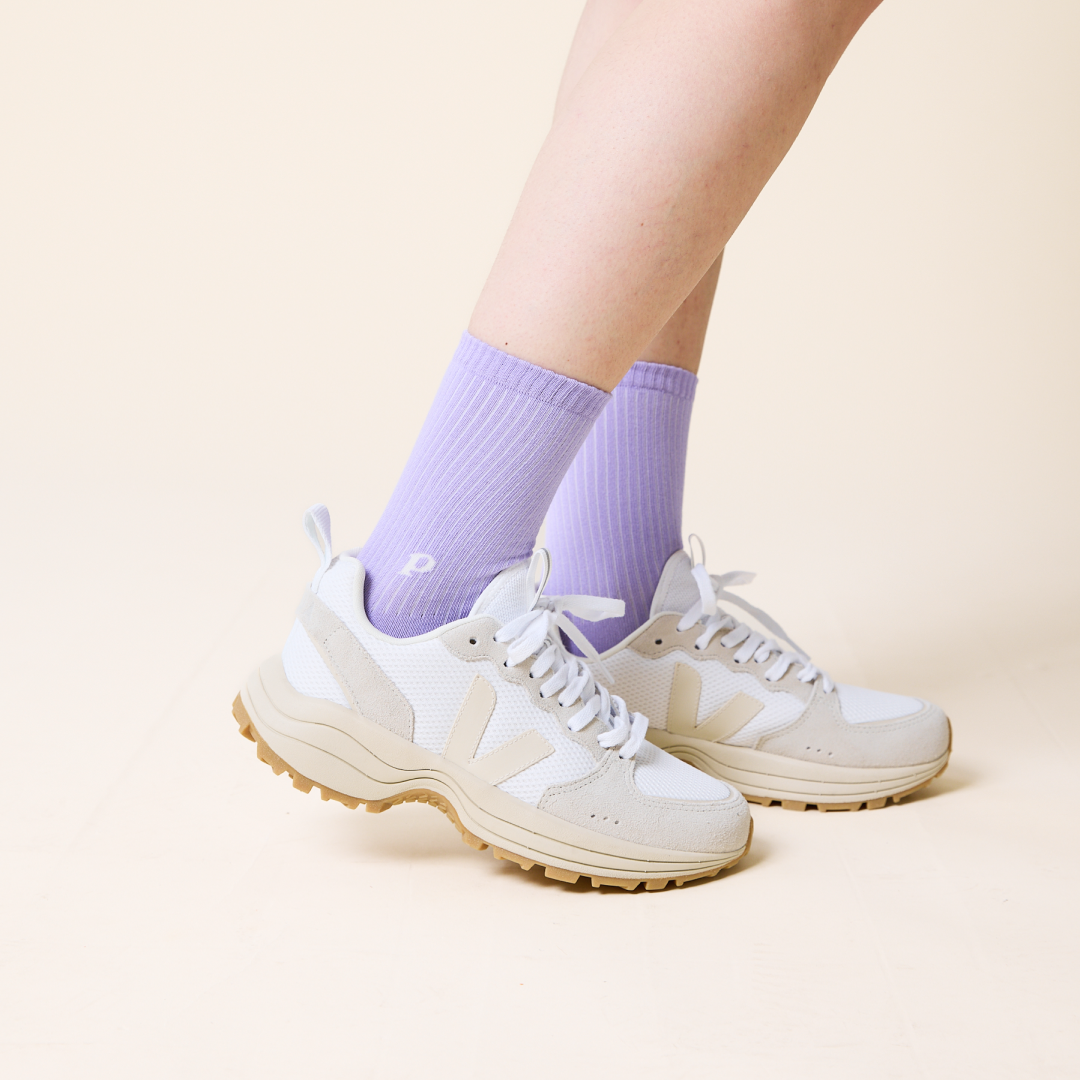 Mixed Set: Purple &amp; White Organic Cotton Socks 