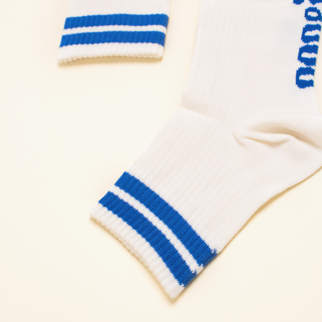 The Tennis - Organic Cotton Ankle Socks with Blue Stripes