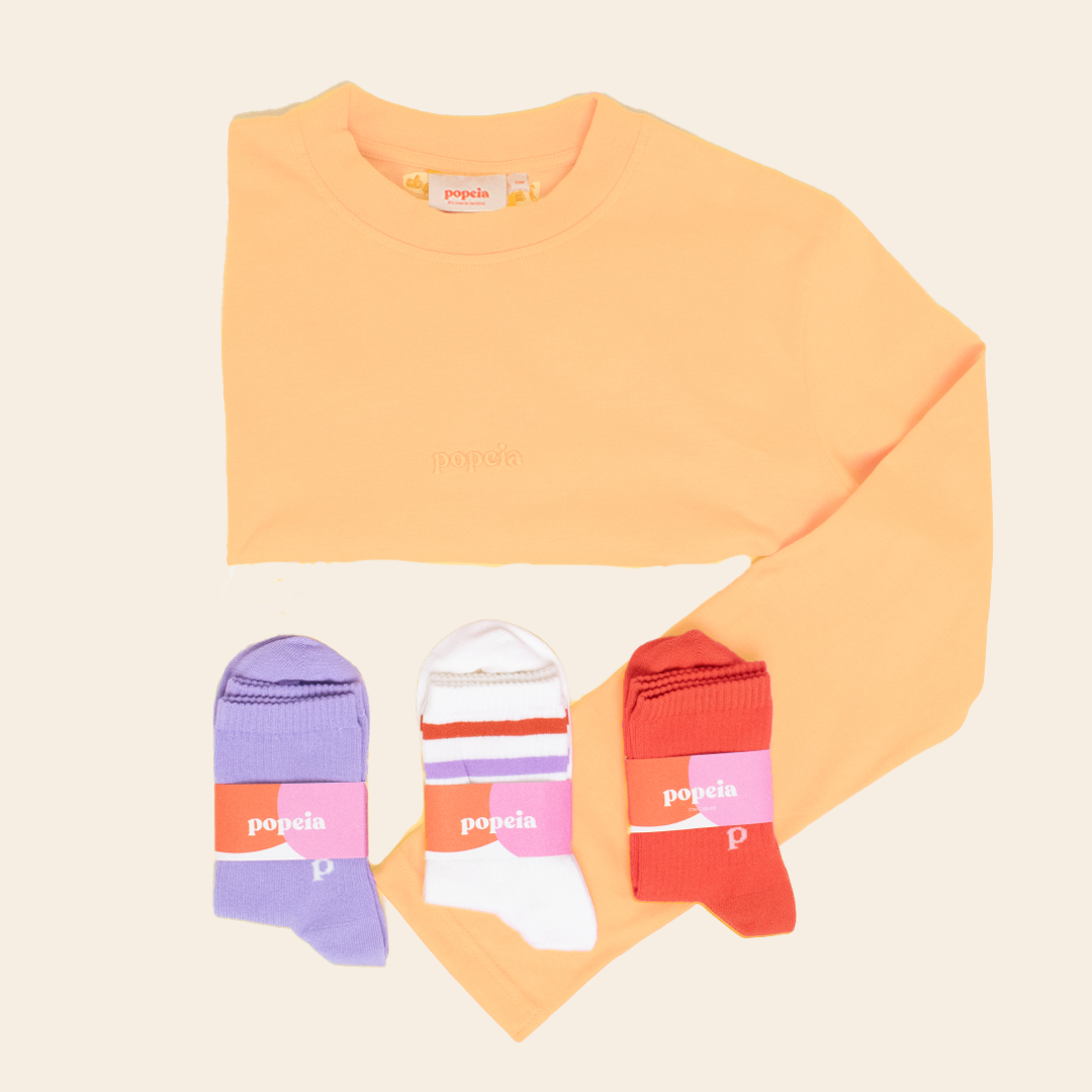 Long Sleeve Shirt Set in Apricot