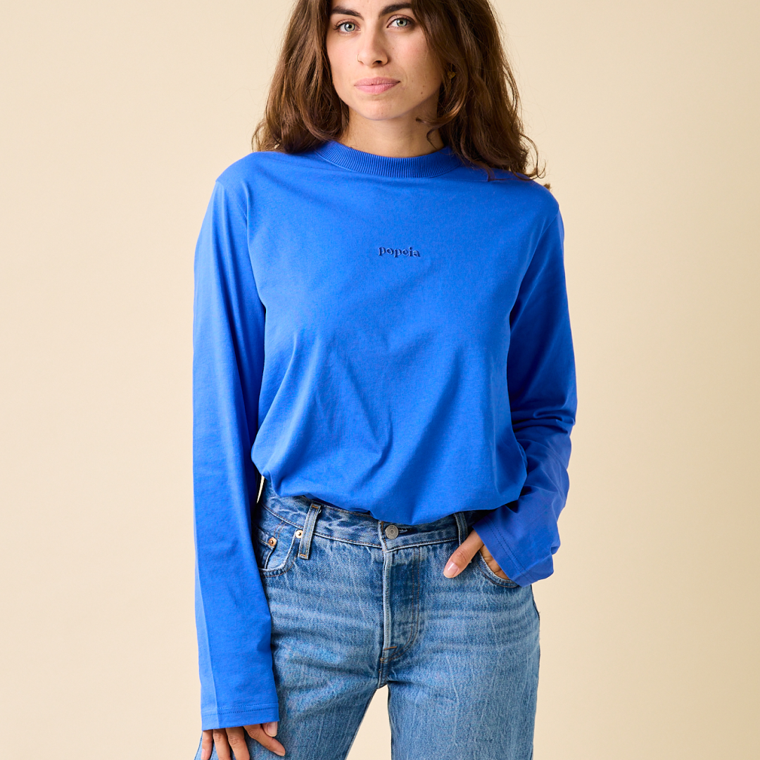 Organic Cotton Long Sleeve Shirt in Royal Blue