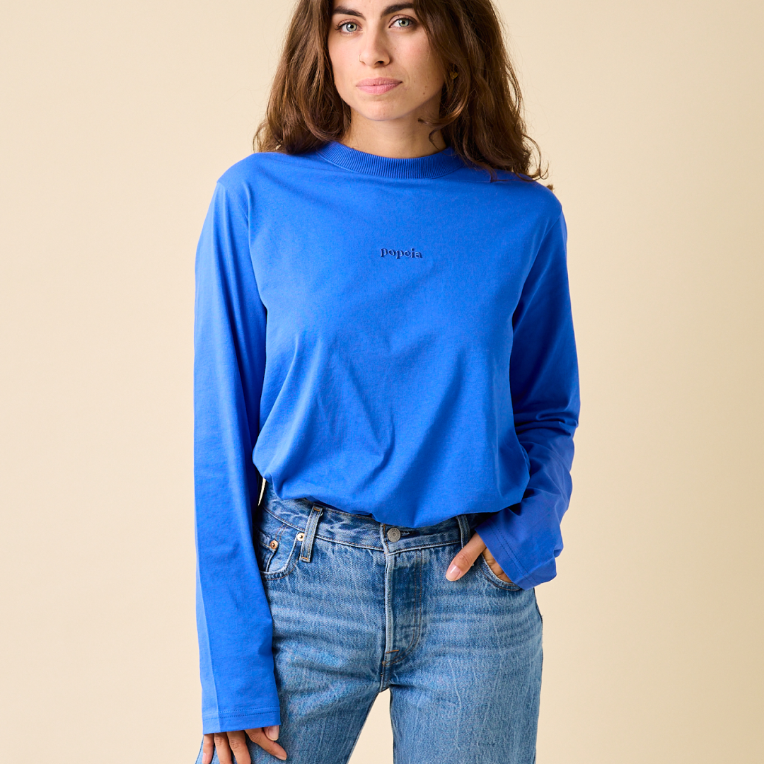 ‍Langarmshirt aus Bio-Baumwolle in Königsblau (100% off)