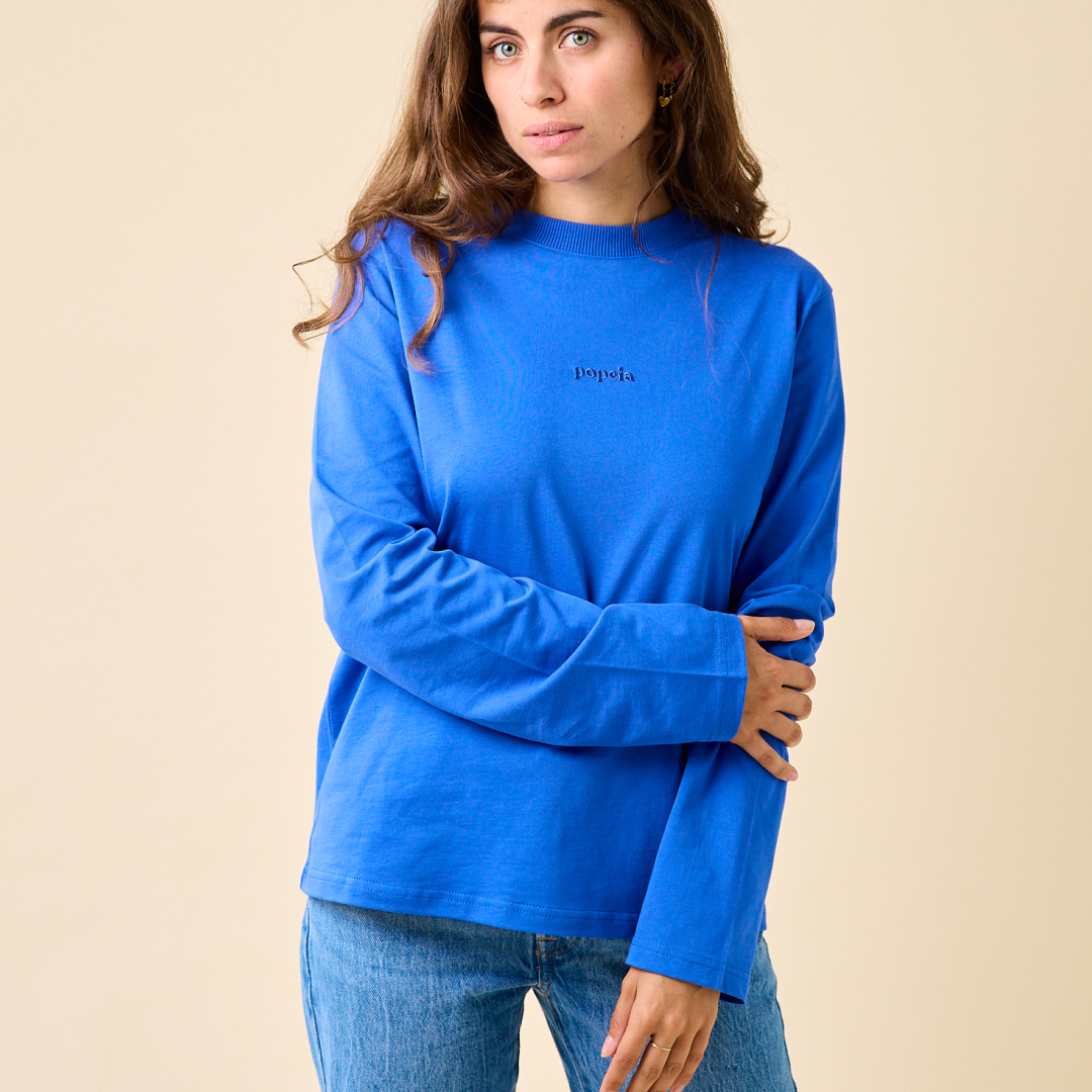 Organic Cotton Long Sleeve Shirt in Royal Blue