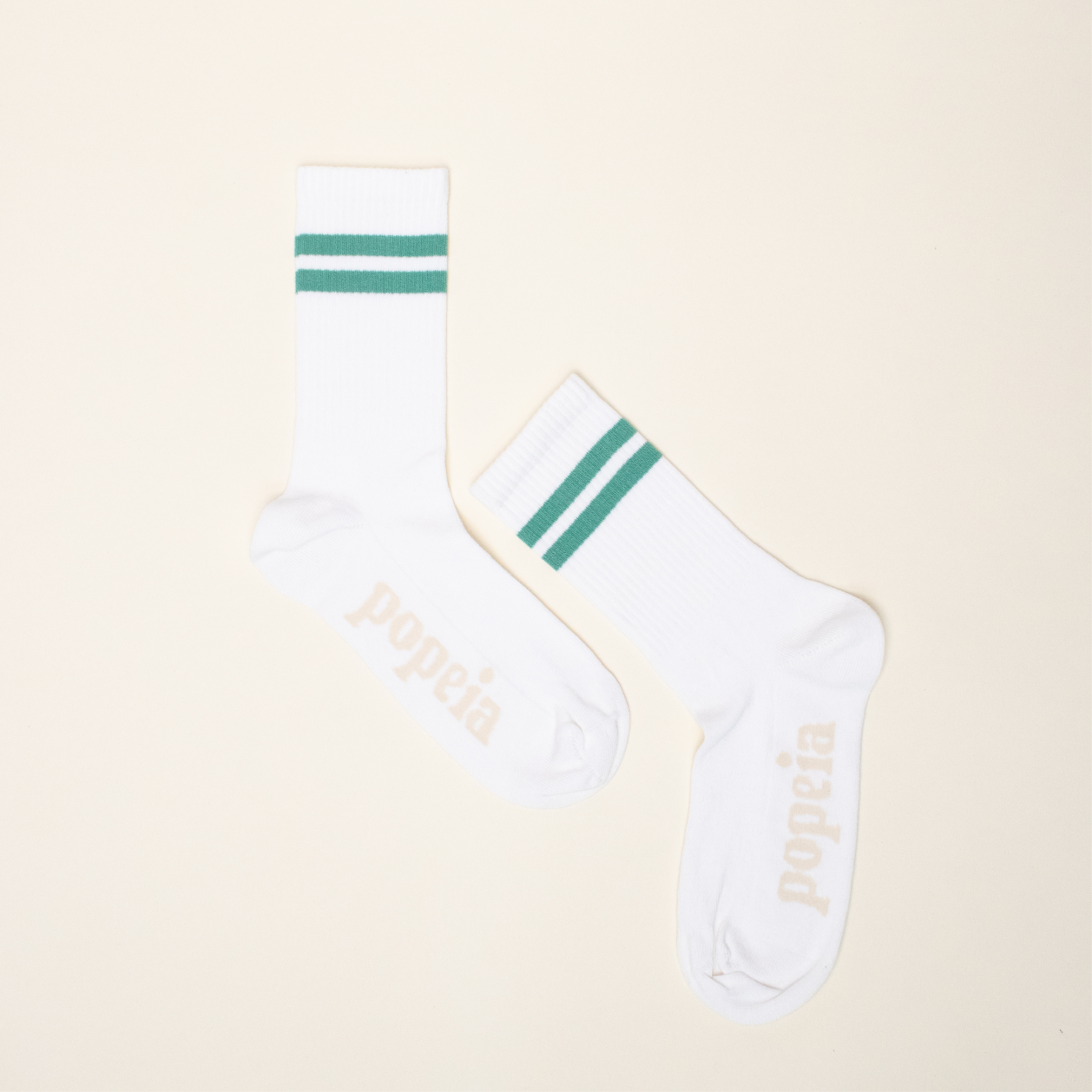 The Tennis - Organic Cotton Socks with Green Stripes