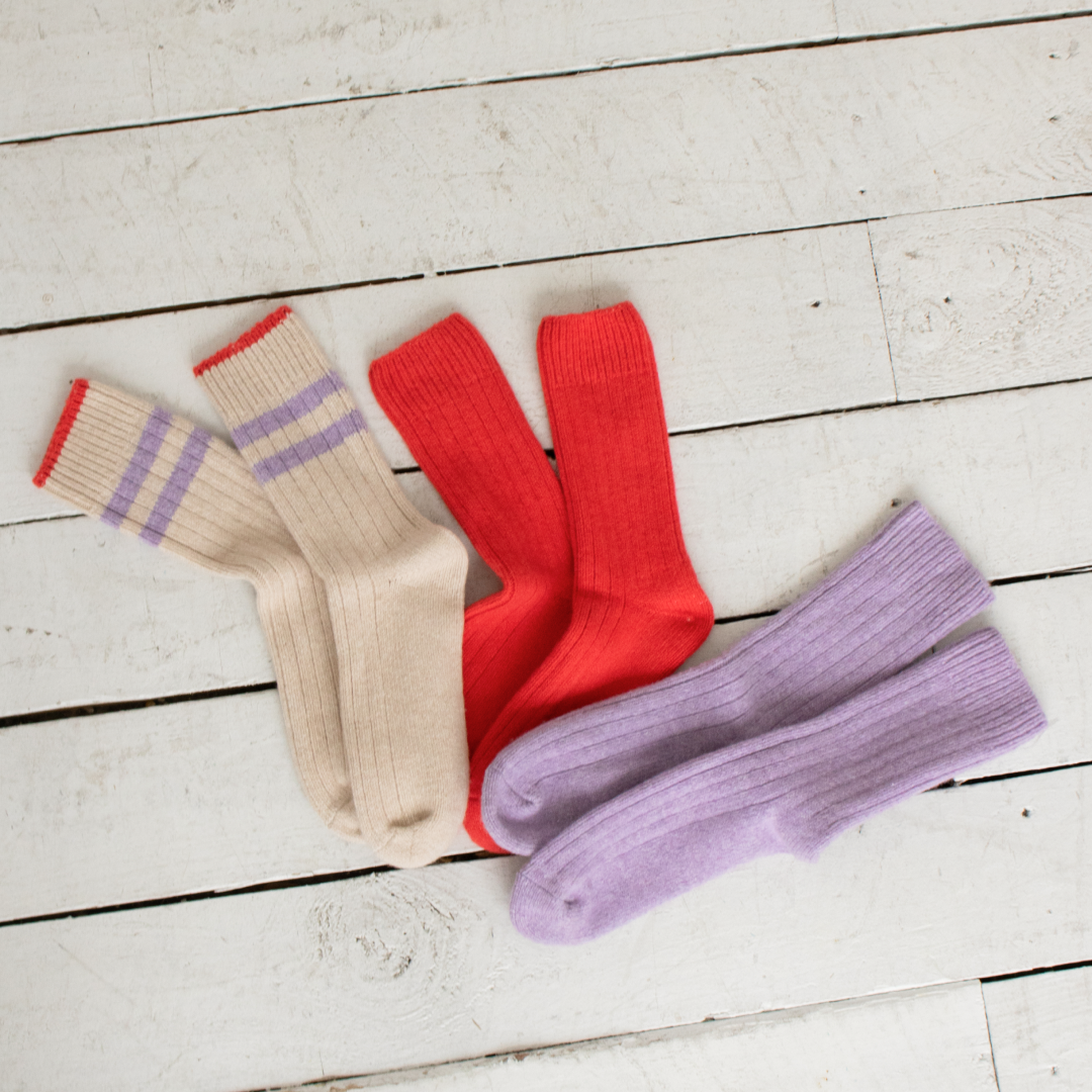Knitted wool socks set of 3