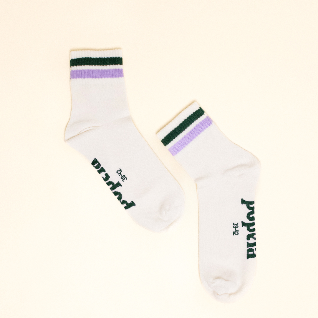 The Tennis - Ankle Socken aus Bio-Baumwolle in Grün/Lila