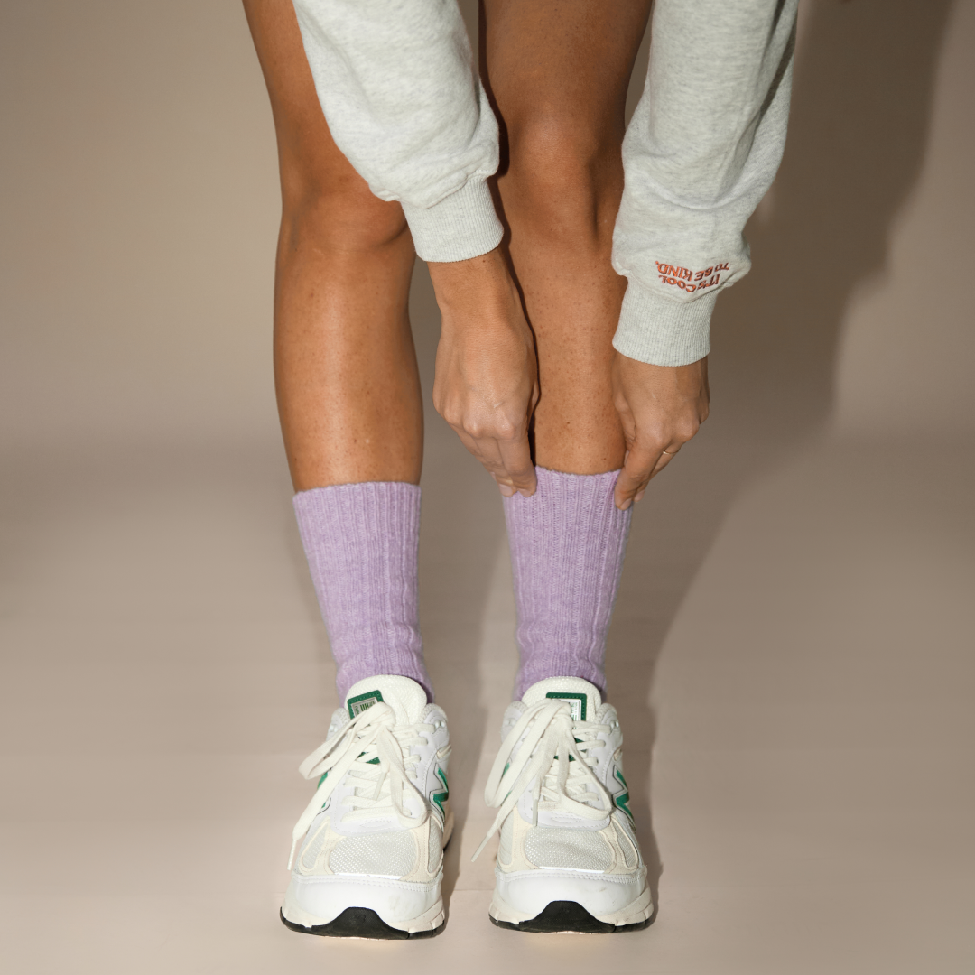 Knitted wool socks in Lilac