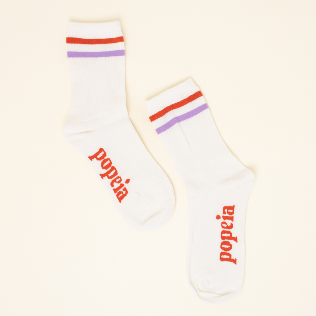 Mixed Set: Purple &amp; White Organic Cotton Socks 