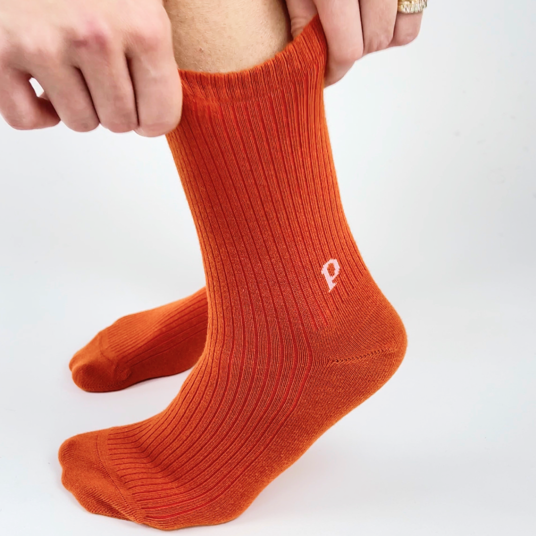 The Casual - Organic Cotton Socks in Pumpkin Orange