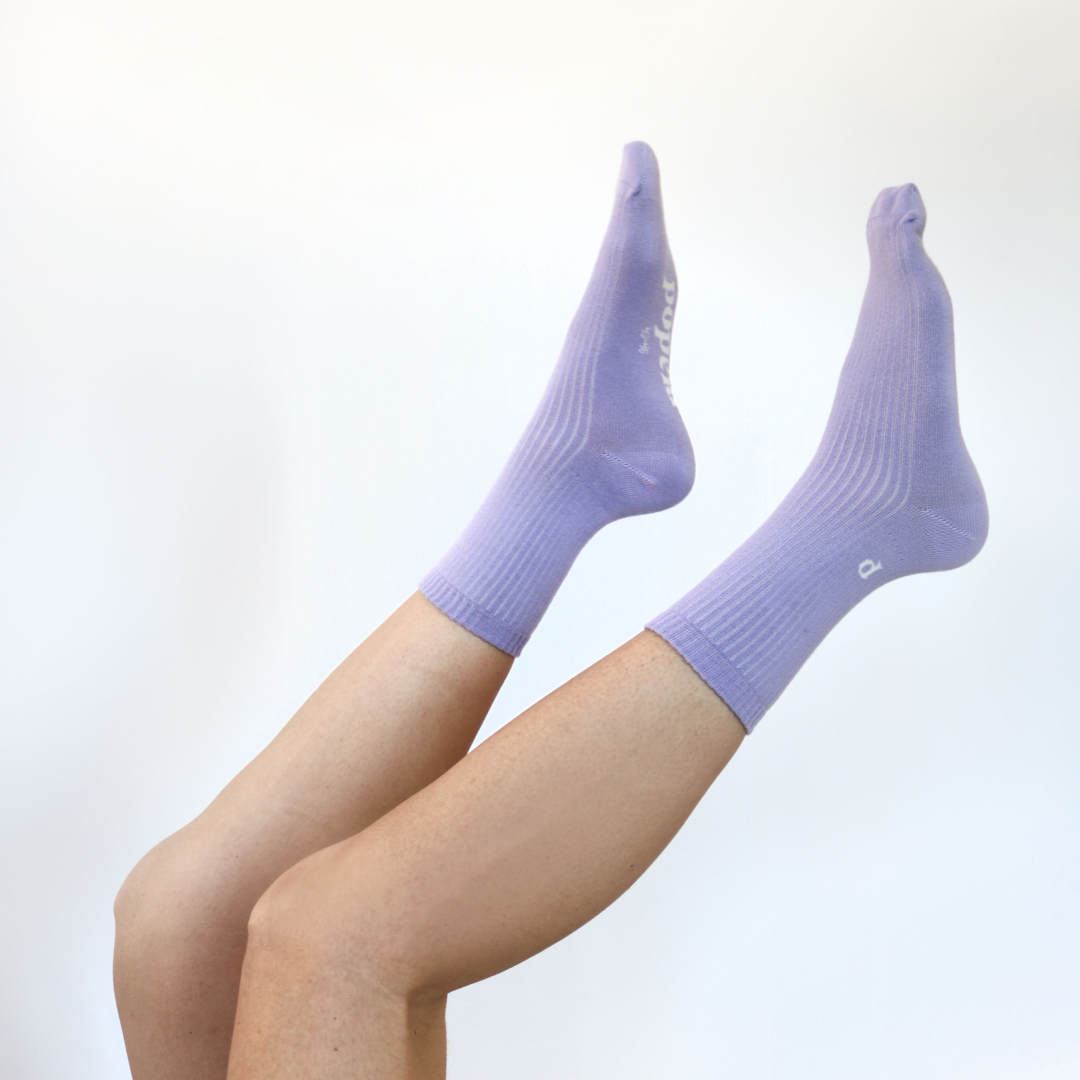 Mixed Set: Purple &amp; White Organic Cotton Socks 