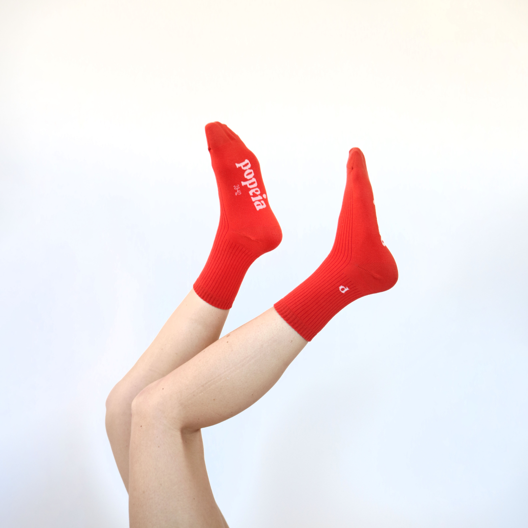 The Casual - Socken aus Bio-Baumwolle in Aperol Rot